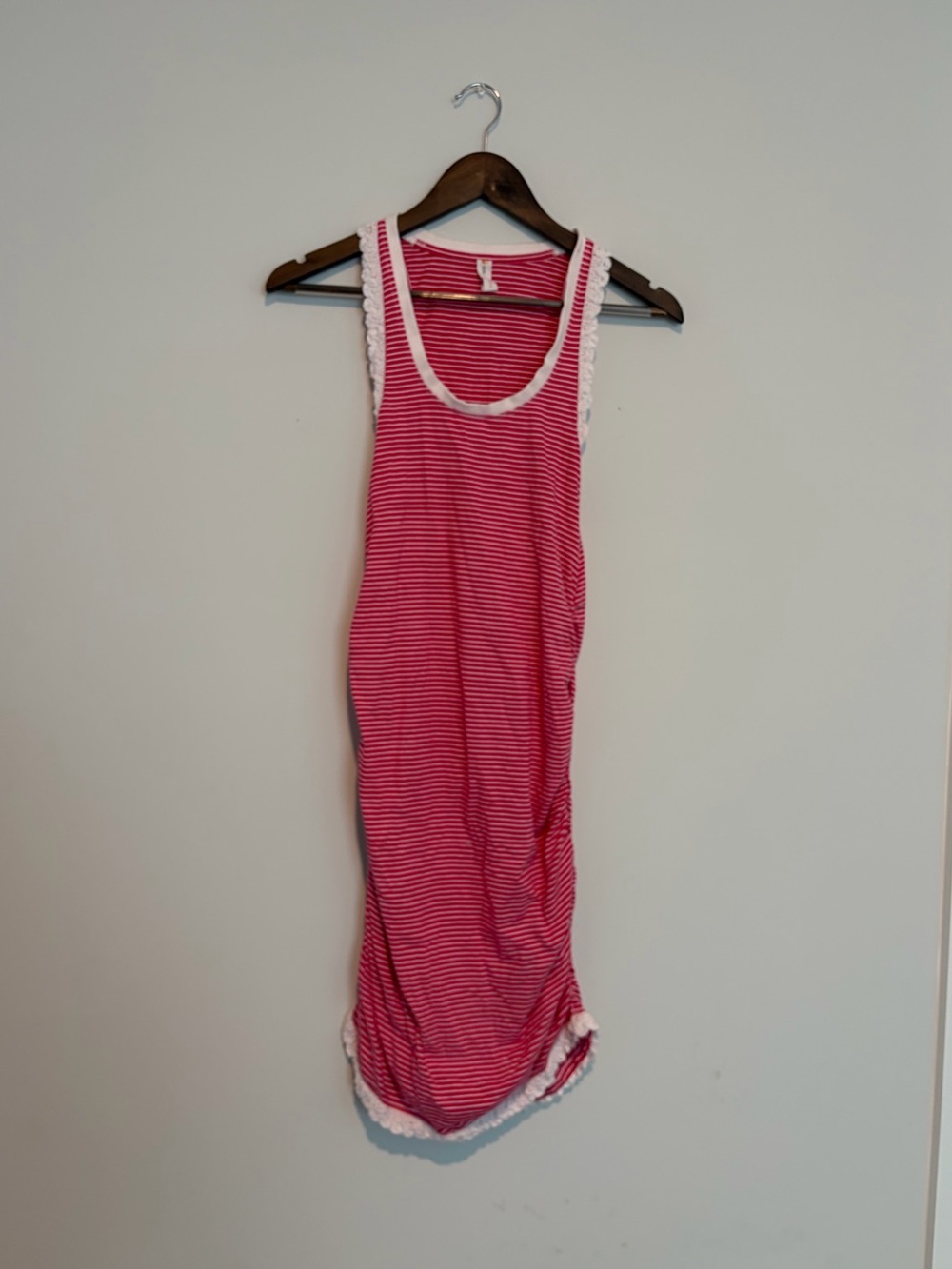 Anthropologie Daily Practice Striped Midi Dress M Crochet Ruched Coquette
